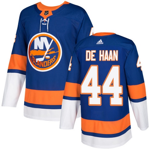Adidas Islanders #44 Calvin De Haan Royal Blue Home Authentic Stitched NHL Jersey